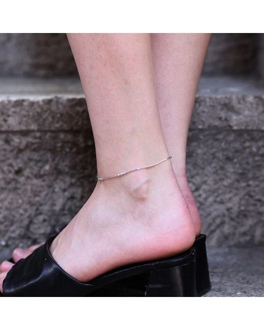 Spero London Metallic Sterling Tree Bead Chain Anklet