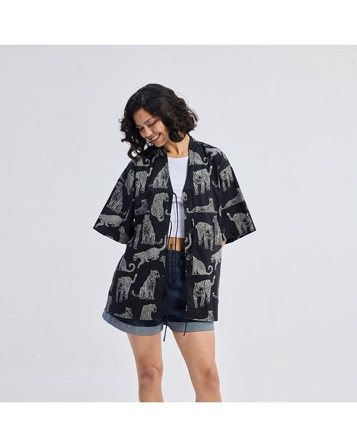 REISTOR Blue Oversized Shirt With Front-Ties