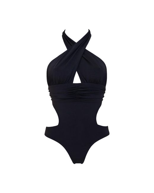 Aulala Paris Blue The Wrap-Around Wonder Halter Neck One Piece Swimsuit