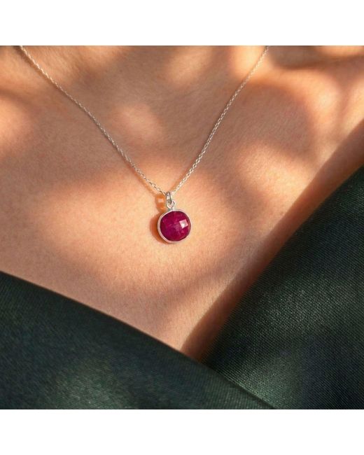 Harfi Purple Sterling Round Ruby Necklace