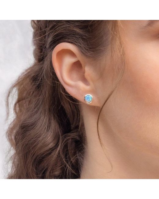 Isla Silver Blue Handmade Opal Stud Earrings