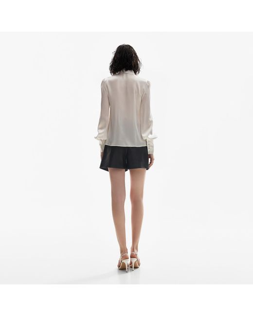 Lita Couture White Silk Pussy-Bow Shirt