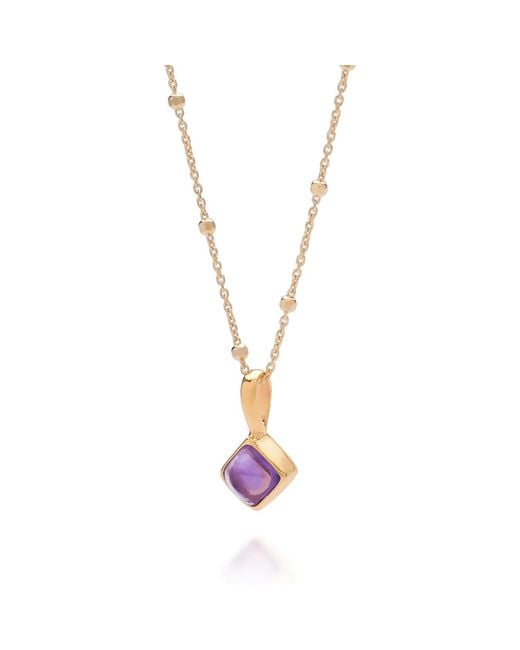 Nellou Jewellery Metallic Diamond Amethyst Necklace Birthstone February Plated Sterling