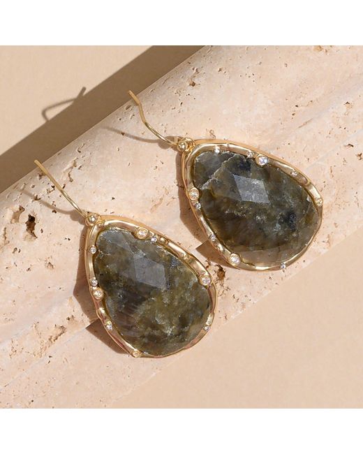 Rare Matters Jewelry Brown Timeless Nature's Beauty Teardrop Earrings Labradorite