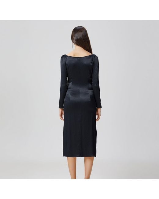 Smart and Joy Black Heart Cleavage Satin Dress