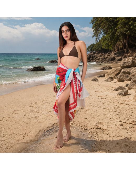 DHARA SHETH DUBAI Red Mediterranean Picnic Resort Sarong