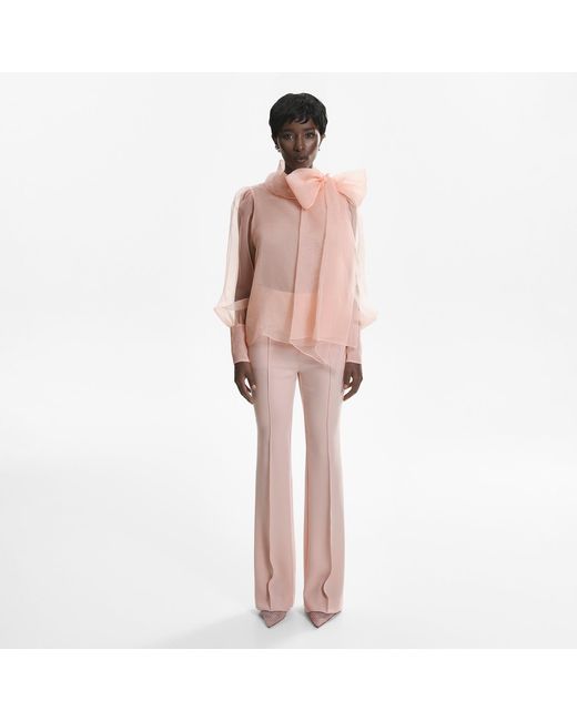 Lita Couture Pink Sheer Organza Silk Blouse