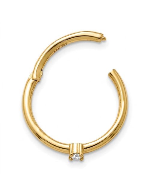 Zahav Jewelry Metallic 14K Solid Natural Diamond Clicker Hoop
