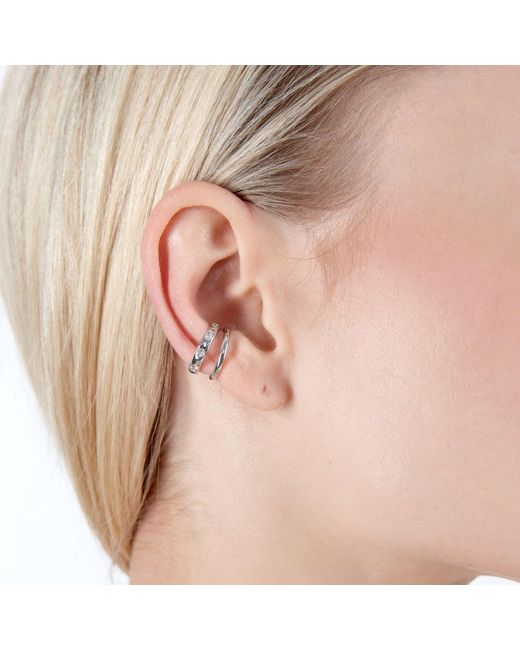 Lucy Quartermaine White Art Deco Double Ear Cuff With Topaz