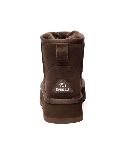 EverAu Australia Brown Dusky Leather Platform Short Boots