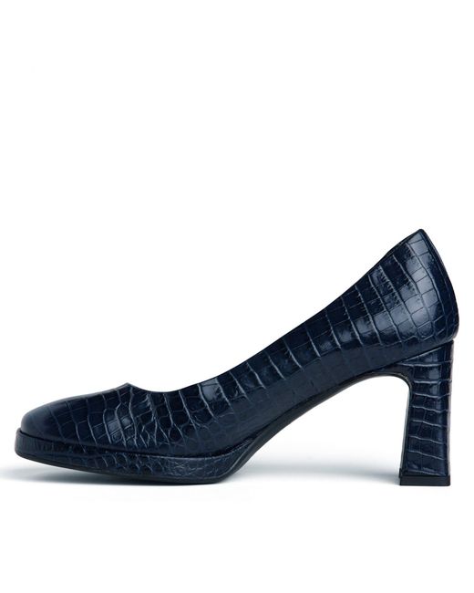 Beautiisoles by Robyn Shreiber Made in Italy Blue Cristina Embossed Leather Platform Work Evening Pump