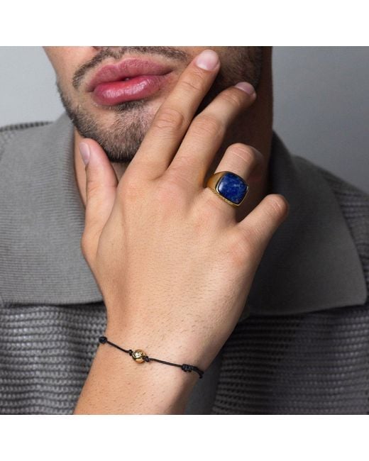 Nialaya Blue Gentlemen's Signet Ring With Dumortierite for men