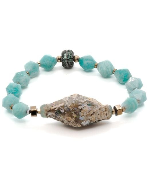 Ebru Jewelry Blue Larimar Stone & Mystic Gloss Beaded Bracelet