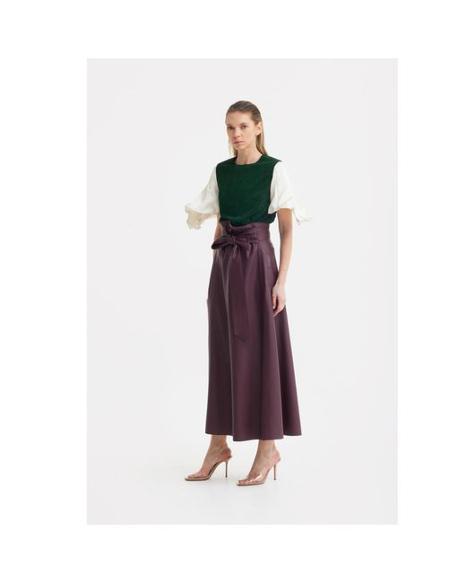 Julia Allert Green Lurex Knit Top With Adjustable Satin Sleeves