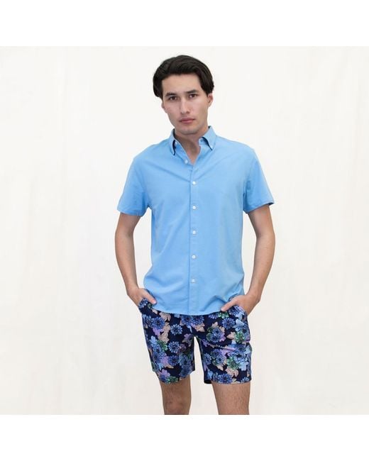 Lords of Harlech Blue John Snap Floral Flat Front Short for men