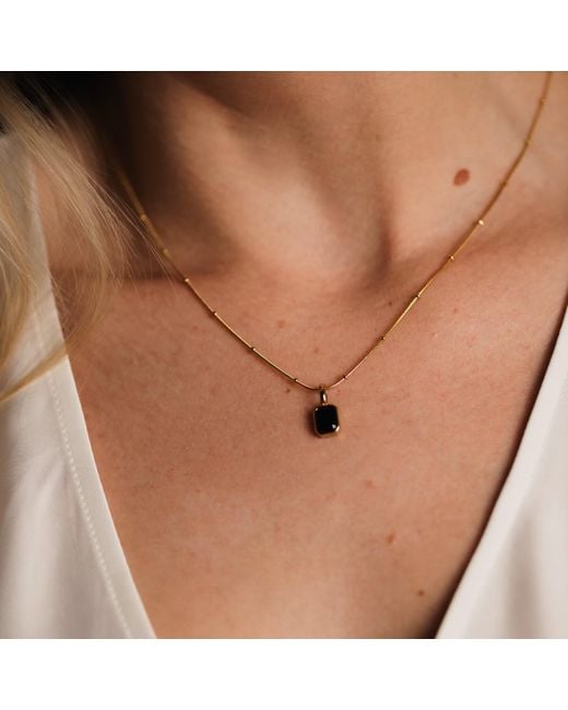 Divine Aria Metallic Agate Gemstone Dainty Necklace