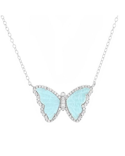 KAMARIA Blue Amazonite Butterfly Necklace With Crystals