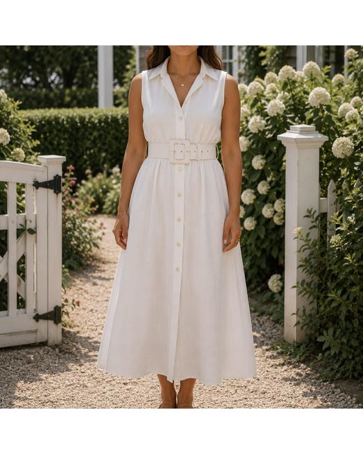 BeltBe White Suede Square Buckle Belt