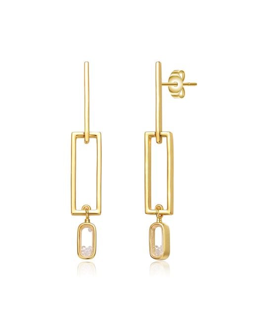 Genevive Jewelry Metallic 14K Plated With Colored Cubic Zirconia Drop Earrings