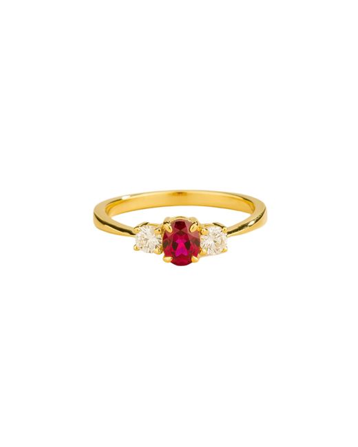 Juvetti Multicolor Boble Ring Set With Ruby & Diamonds