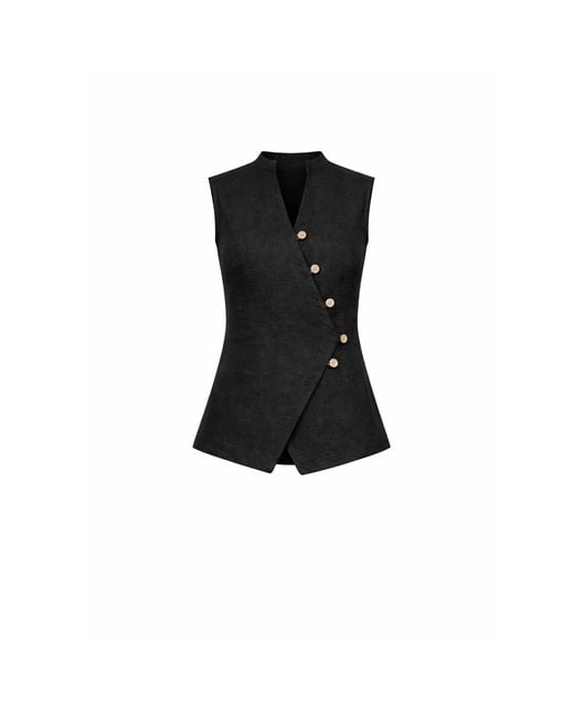 Lumina Eligma Black The Isla Linen Vest Ensemble