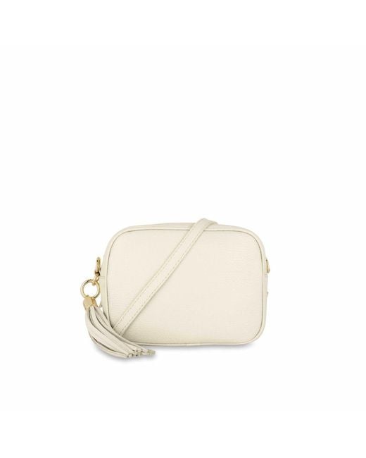 Apatchy London Natural Neutrals The Tassel Stone Leather Crossbody Bag