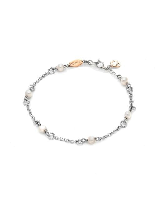 Unaloe Metallic Sterling Five Natural Pearl Chain Bracelet For – Adjustable Elegant Jewelry