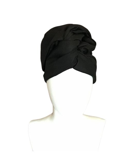 Romer Millinery Black Twisturban Turban Handkerchief Linen