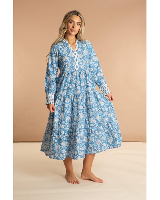 Inara Blue Indian Cotton Summer Dress