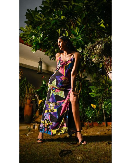 Any Old Iron Blue On Tour Printed Long Dress