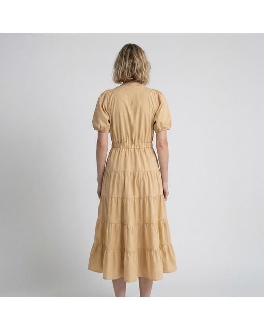 Modenaire Natural Tiered Midi Dress Fluid A-Line Form