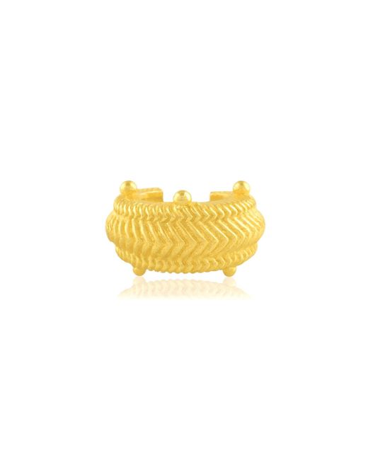 Arvino Yellow Dotted Carved Ear-cuff