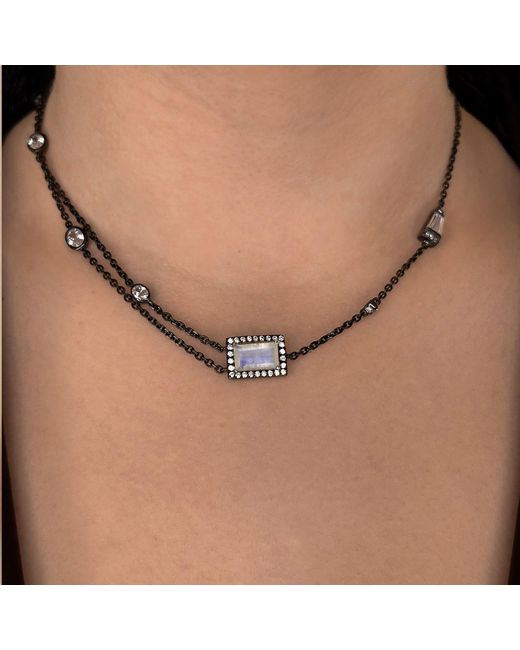 SALLY SKOUFIS Metallic Polarity Necklace With Natural Diamond & Moonstone
