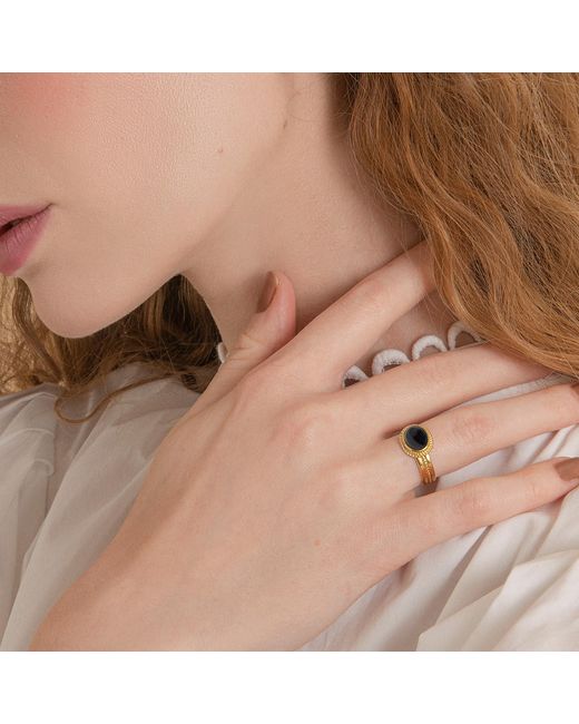 Vintouch Italy Multicolor Fascetta Gold-plated Onyx Ring