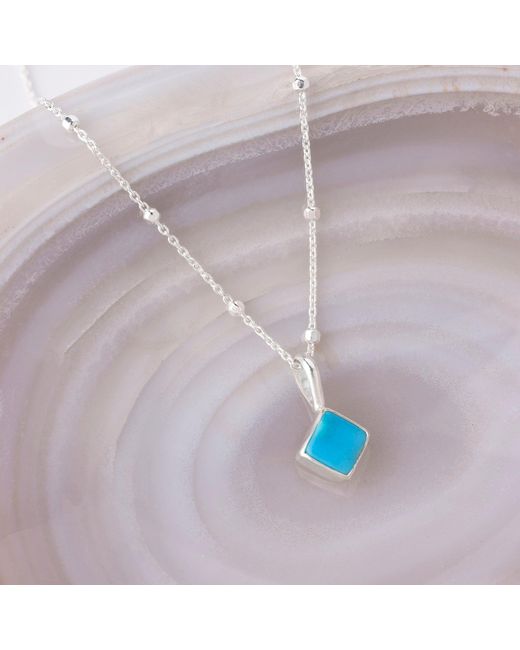 Nellou Jewellery Blue Diamond Birthstone Necklace December Sterling