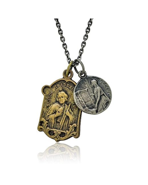 Cartography Metallic Hey Jude! Oh Cecilia! Musical Saint Medal Necklace for men