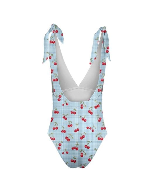 Aloha From Deer Blue Cherry Bomb One Piece Swimsuit