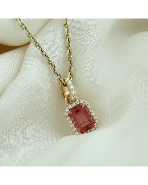 Artisan Red Tourmaline And Diamond Halo Pendant