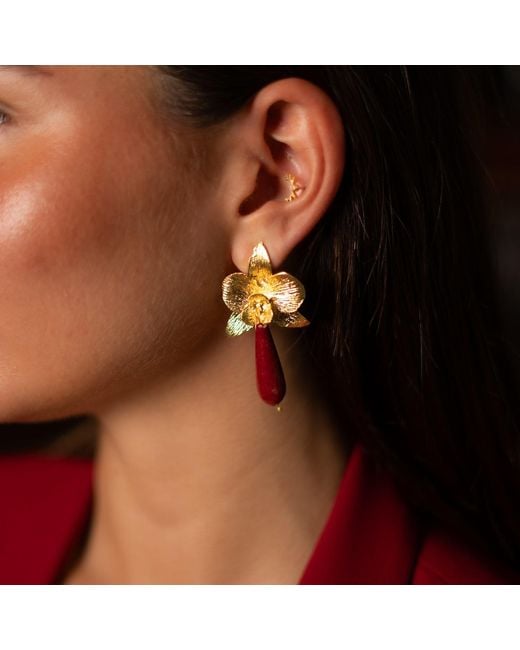 Ebru Jewelry Metallic Orchid Flame Agate Earrings