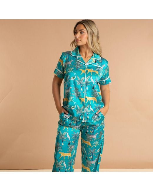 Inara Blue Lomami Leopard Pyjama Set