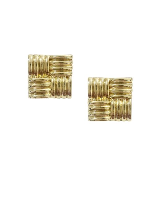 Maison De Gala Metallic Golden Grid Statement Stud Earrings