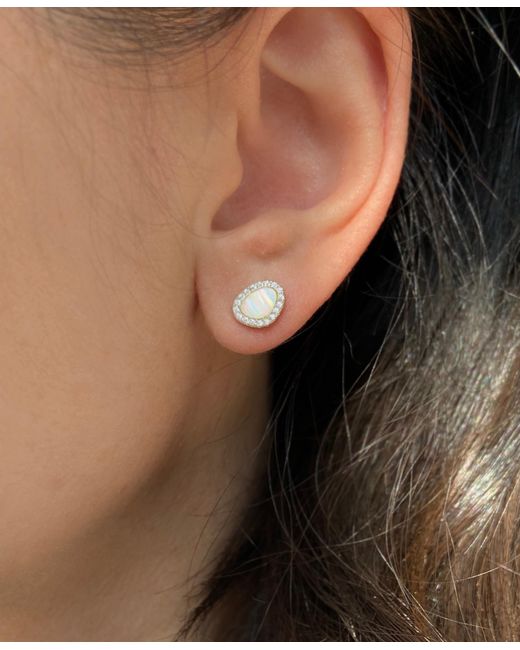 KAMARIA Metallic Opal Pebble Stud Earrings