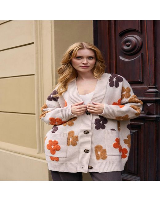 Saachi Pink Floral Knit Cardigan