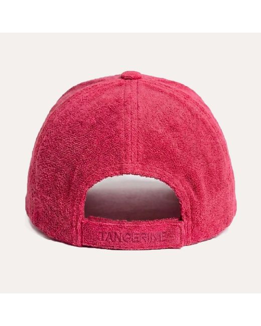 Maison Tangerine Pink Terry Cotton Baseball Cap Raspberry