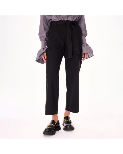 Mandragora Black Remo – Straight-Leg Cotton Cropped Trousers