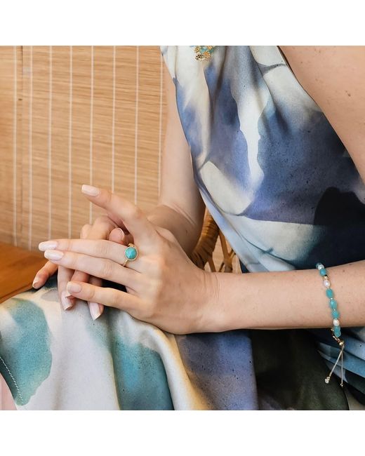 Farra Blue Amazonite With Zircon Open Ring