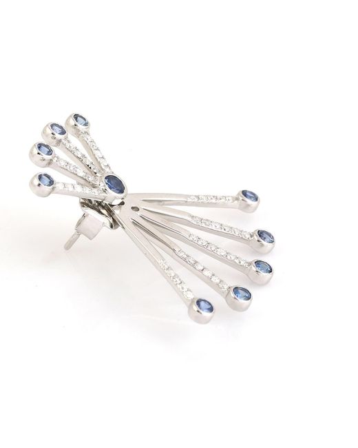 Artisan Blue Sapphire Diamond Ear Jacket Earrings In Gold