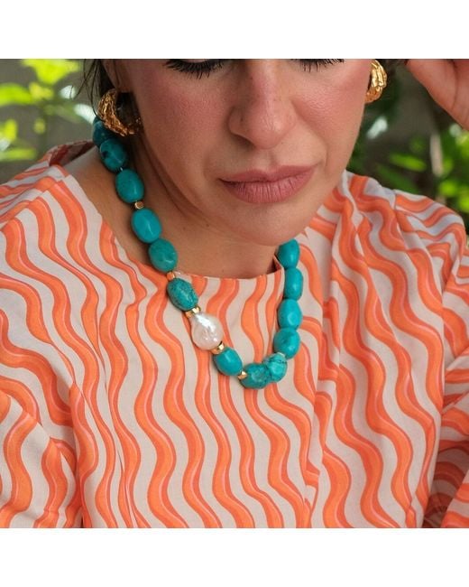 LINYA JEWELLERY Blue Kallisti Baroque Pearl Necklace