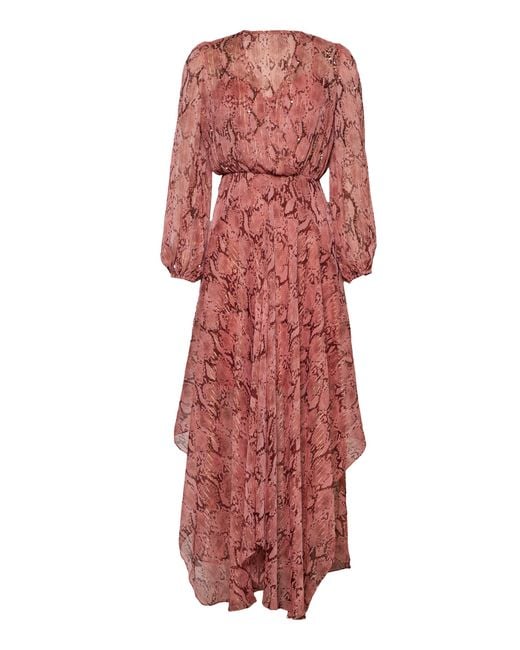 Rose & Nancy Red Mali Pretty Snake Print Maxi Dress