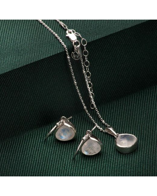 The Jewellery Store London White Sterling Pear Shaped Moonstone Jewellery Set